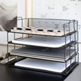 thumbnail image 3 of Desk Organizers - 4-Tier Stackable Paper Tray - Black Metal Mesh Letter Tray File Holder Organizer, 3 of 6