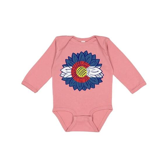 Inktastic Colorado Flag Sunflower Boys or Girls Long Sleeve Baby Bodysuit