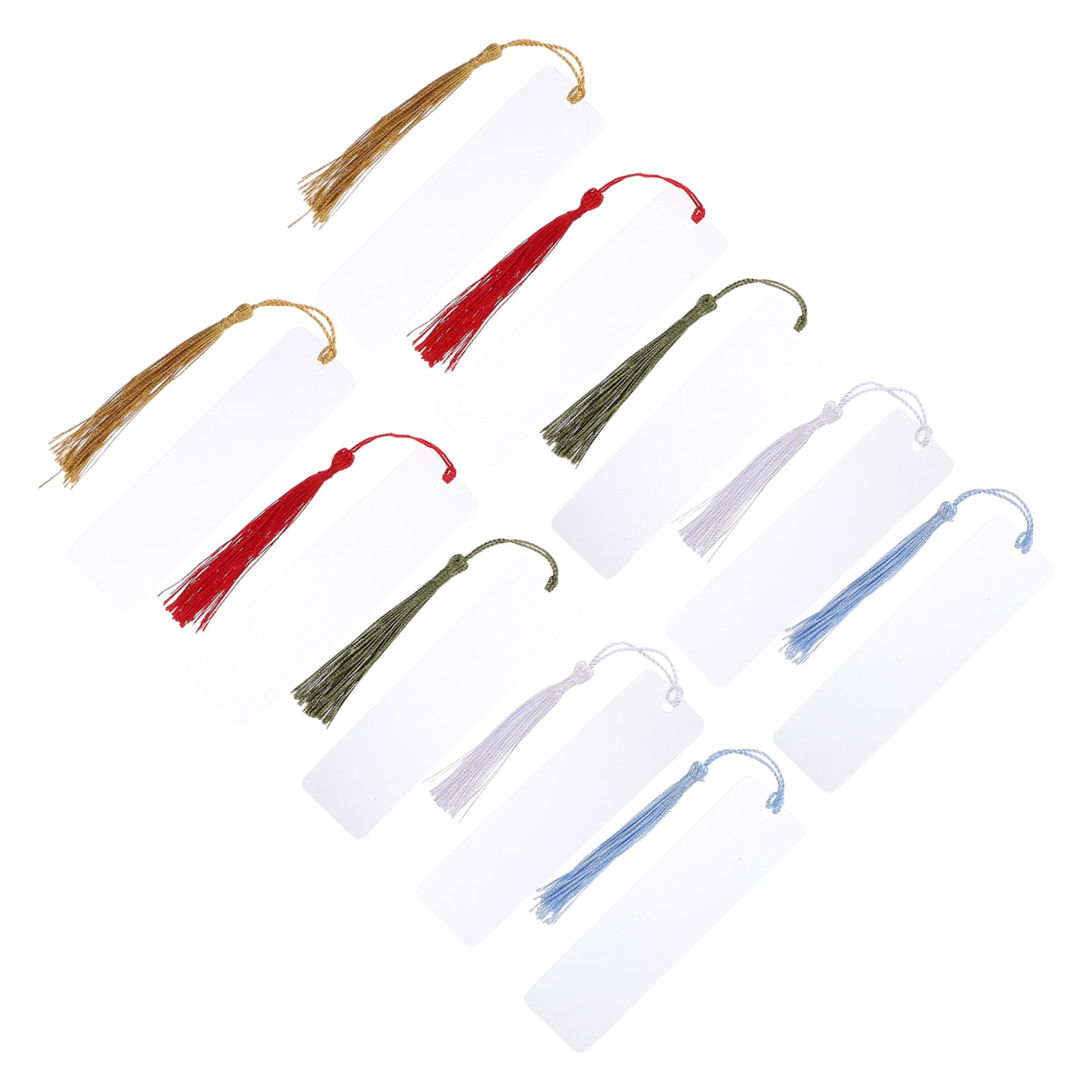 OUNONA Clear Acrylic Bookmark Set with Tassels, Transparent Bookmarks for Home, School, Office Reading and
