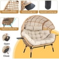 thumbnail image 5 of CHINNLUU Double Egg Chair Indoor Outdoor Stationary Oversized Thicken Padded Cushions,2 Person Egg Loveseat Chair, Extra Large Lounge Chair for Patio Balcony Porch - (Beige Square), 5 of 10