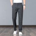 thumbnail image 1 of Pantalones finos elásticos de trabajo a cuadros clásicos de alta calidad de verano para hombre, moda de negocios, pantalones formales informales de fiesta en gris y negro para hombre 38, 1 of 5