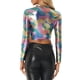 thumbnail image 3 of INSPIRAR CHIC Blusas Cortas Metálicas de Manga Larga con Cierre para Mujeres XS Multicolor Negro, 3 of 5