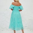thumbnail image 7 of fatyb Womens off Shoulder Dress Puff Short Sleeve Square Neck Flowy Dresses Trendy A-Line Midi Dresses, 7 of 7