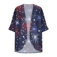 thumbnail image 6 of UVEASISHA American Flag Cardigan Women 4th of July Plus Size Cardigans 3/4 Sleeve Casual Open Front Kimono Jacket Summer Flowy Beach Coverups Multicolor XXL, 6 of 6