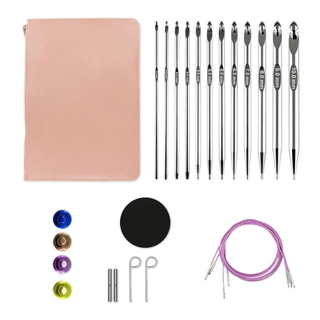 Afghan Tunisian Crochet Hook with Storage Bag Interchangeable Crochet Hook Set 3-10.0mm Carpet Crochet Hook Set