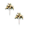 thumbnail image 2 of 2 Sets Rose Cemetery Flowers with Vase for Grave, Artificial White Calla Lilies & Velvet Roses, Outdoor Memorial Flowers for Headstones, Graveyard Decoration, 2 of 5