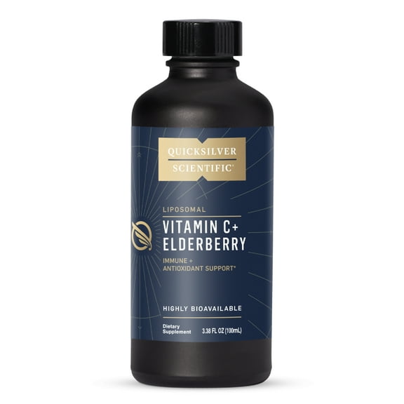 Quicksilver Scientific Liposomal Vitamin C   Elderberry - Liposomal Vitamin C 1000mg with Superior Absorption Technology & Tocotrienols - Antioxidant & Immune Support Tonic (100ml)