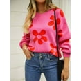 thumbnail image 2 of Women'S Sweater Fall Long Sleeve Crewneck Tops Knit Oversized Pullover Casual Print Tops, 2 of 8