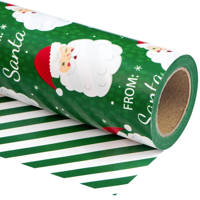 Papel de regalo navideño WRAPAHOLIC reversible de 43 cm x 10 m