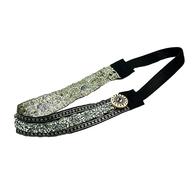 Banda para la cabeza del cabello de brillo La diadema de ahorro de orejas con botones Decoraciones de protección auditiva Accesorios para mujeres para manejar el blanco plateado Inevent AP009283-01B