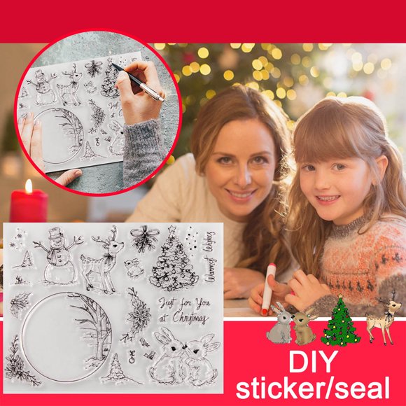 Dvkptbk Christmas Transparent Edition Seal Merry Christmas Letter Scrapbook Christmas Snowman Christmas Tree Tool