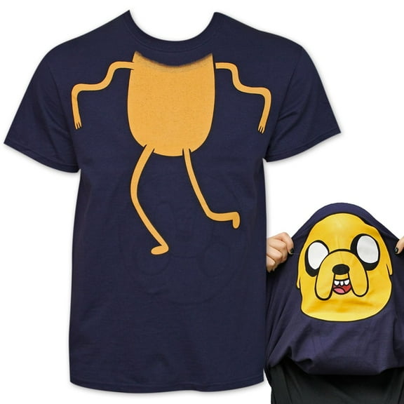 Adventure Time Men's Navy Blue Jake Flip-Up T-Shirt-Medium