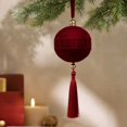 thumbnail image 2 of DefiDgd 3.15inch Christmas Flocked Ball with Tassel Adorned,Embossed Velvet Hanging Ball Decor for Christmas Tree Wall Window Wedding Holiday Party Home Ornament(E), 2 of 7