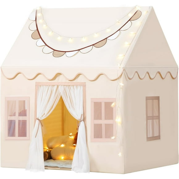 Wilwolfer Tente de Jeu pour Enfants avec Lumières Étoilées et Bannières, Tente Intérieure pour Tout-Petits, Maisonnette Intérieure pour Meubles de Salle de Jeux, Jouets Cadeaux pour Garçons &