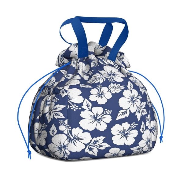 Pioneer Flower Floral Print Pattern Drawstring Lunch Bag Women - Drawstring Lunch Bag Insulated for Work Office - Stain-Resistant Large Lunchbags for Women with Multi-Pockets