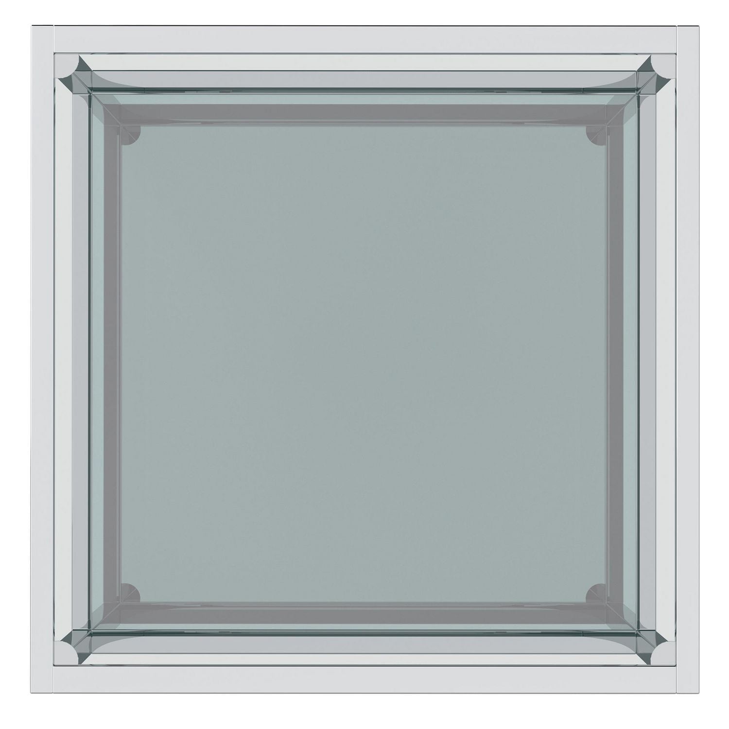 Table d'Appoint Grande Carrée Contemporaine en Métal et Verre - Argent