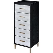Pemberly Row Contemporary Jewelry Armoire in Black & Gold Finish