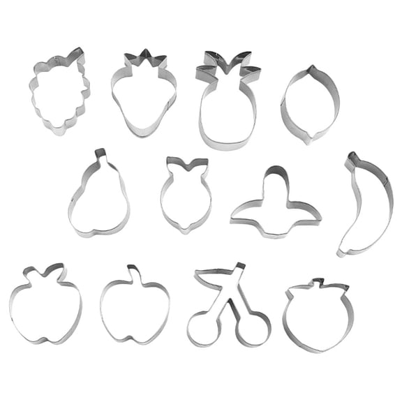 BESTYASH 12Pcs Fruit Shape Stainless Steel Cookie Cutters Set for Baking Pancakes and Cheese
