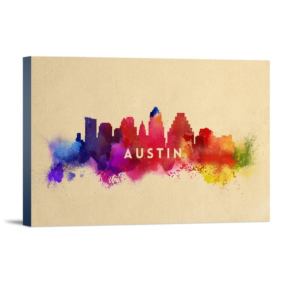 Austin, Texas, Skyline Abstract, (12x18 Wrapped Canvas, Wall Decor, Artwork)