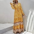 thumbnail image 4 of Odeerbi Dresses for Women 2025 Casual Maxi Dresses Fashion Comfortable Winter Floral Print Long Sleeve V-Neck Dress Yellow, 4 of 9