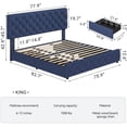 thumbnail image 2 of Ourlova King Size Bed Frame with 4 Storage Drawers and Adjustable Headboard Linen Upholstered Platform Bed Frame Diamond Stitched Button Tufted No Box Spring Needed Blue, 2 of 6