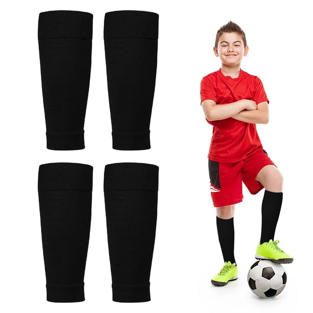 2 pares de mangas para calcetines de fútbol, mangas para calcetines de fútbol, mangas para espinilleras, mangas para equipo de piernas, mangas para calcetines negras para principiantes en