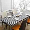 thumbnail image 3 of Lunfar Rectangular Tablecloth Gingham Black and White Plastic Tablecloth with Elastic Edges Flannel Waterproof Table Protector for Dining Room Garden Party Wedding or Home, 3 of 5