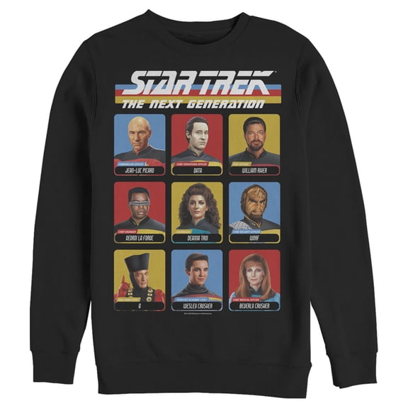 Men's Star Trek: The Next Generation Starfleet Crew Portraits Playing Cards Frame Sweatshirt Black Small
