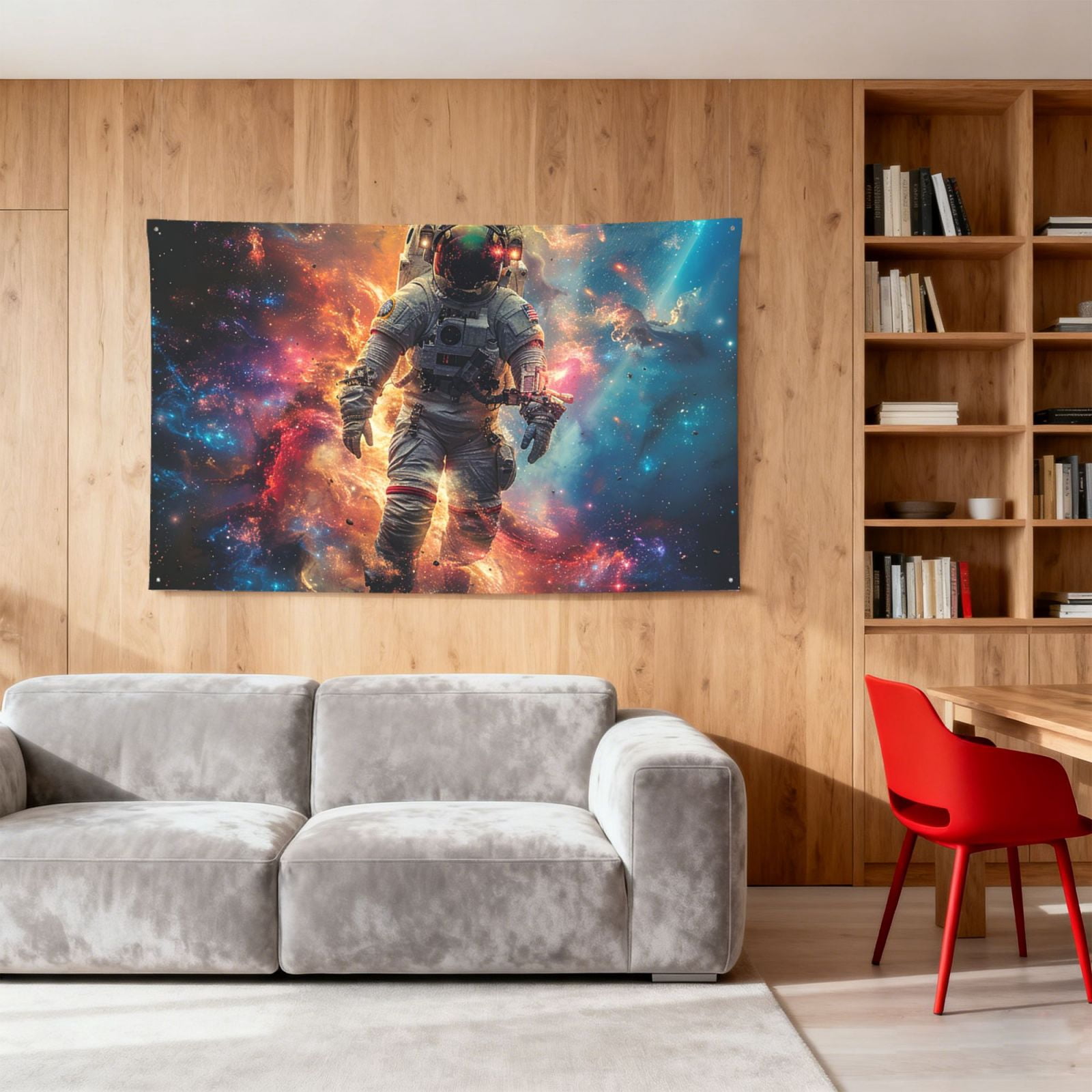 Astronaut Planet Space Galaxy Psychedelic Four Hole Decorated Banner Flag for Garden Yard Home Decoration Indoor Outdoor 4x6 Ft