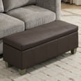 thumbnail image 4 of 51" Faux Leather Storage Ottoman Bench with Wooden Legs, Tufted Upholstered Seat, Sturdy & Spacious for Bedroom, Entryway, Living Room, Brown, 4 of 10