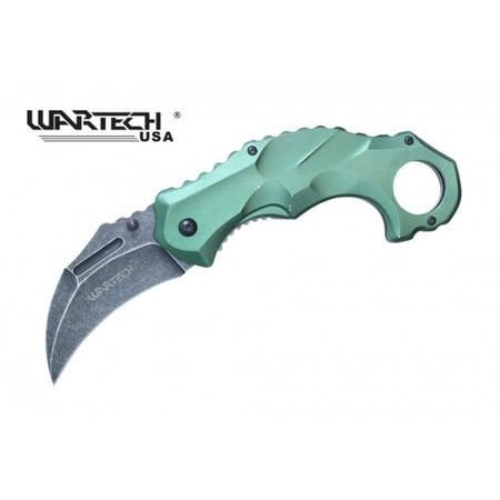Spring-Assisted Folding Knife Wartech Green Tactical Karambit Stone Gray