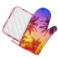 thumbnail image 2 of Disketp Palm Trees At Sunset Oven Mitts And Potholders Bbq Gloves-Oven Mitts And Pot Holders With Recycled Infill Silicone Non-Slip Cooking Gloves For Cooking Baking Grilling, 2 of 9