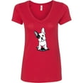 thumbnail image 3 of Inktastic B/w Frenchie (darks) Women's V-Neck T-Shirt, 3 of 5