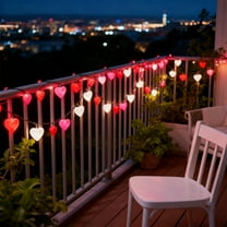 Valentines Day LED String Lights, Heart Necklace Shaped Decorative Lights with Rose Design, Colorful Holiday Ambient Lights for Bedroom Party Romantic Decor & Gift, Hot Pink, 1pc