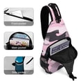 thumbnail image 4 of Full Print Chest Bag 8×15in Outer Large Bag On Both Sides Of Mesh Bag Inside Pocket Design Sponge Pad Shoulder Strap Texture Military Camouflage Pattern Abstract Pink_4, 4 of 8
