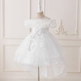 thumbnail image 4 of shoper Girls Dresses Size 10-12, Elegant Satin Party Dress for Girls with Puffed Sleeves for Birthday Christening Special Celebrations, 4 of 9