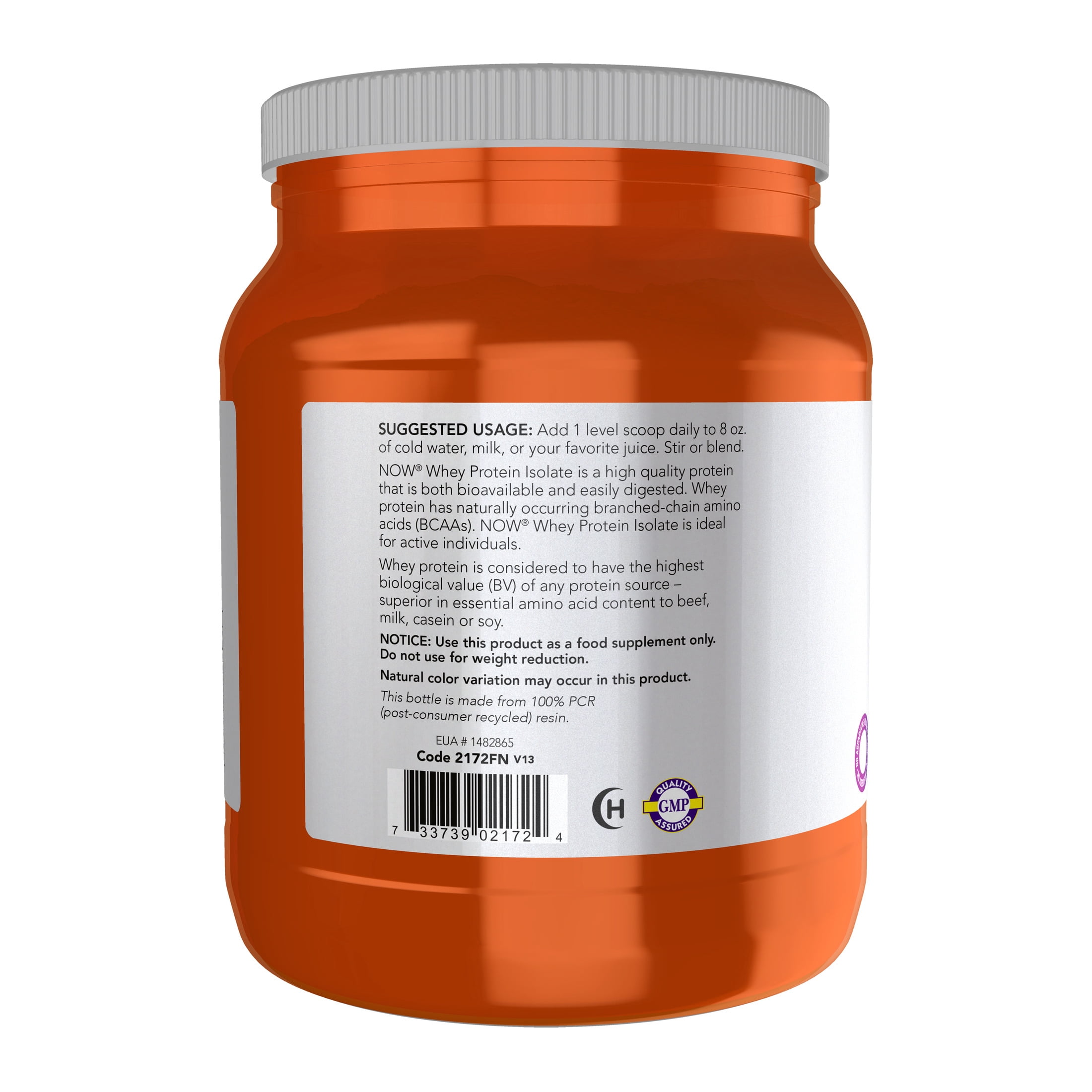 NOW Sports Nutrition, Whey Protein Isolate, 25 g With BCAAs, Unflavored Powder, 1.2-Pound