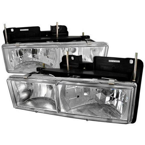 Spec-D Tuning LH-C1088-RS Crystal Housing Headlights for 88 to 98 Chevrolet C10- Chrome - 12 x 16 x 18 in.
