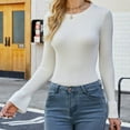thumbnail image 6 of Herrnalise Women's Knitted Crop Tops Autumn And Winter Solid Color Bottoming Shirts Long Sleeve Sweaters Knit Sweaters Round Neck Tops Pullover Jumper Sweaters, 6 of 7