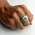 thumbnail image 3 of 2Ct Oval Cut Simulated Blue Sapphire & Diamond Engagement Men's Ring 14K Two Tone Gold Plated 925 Sterling Silver For Him, 3 of 5