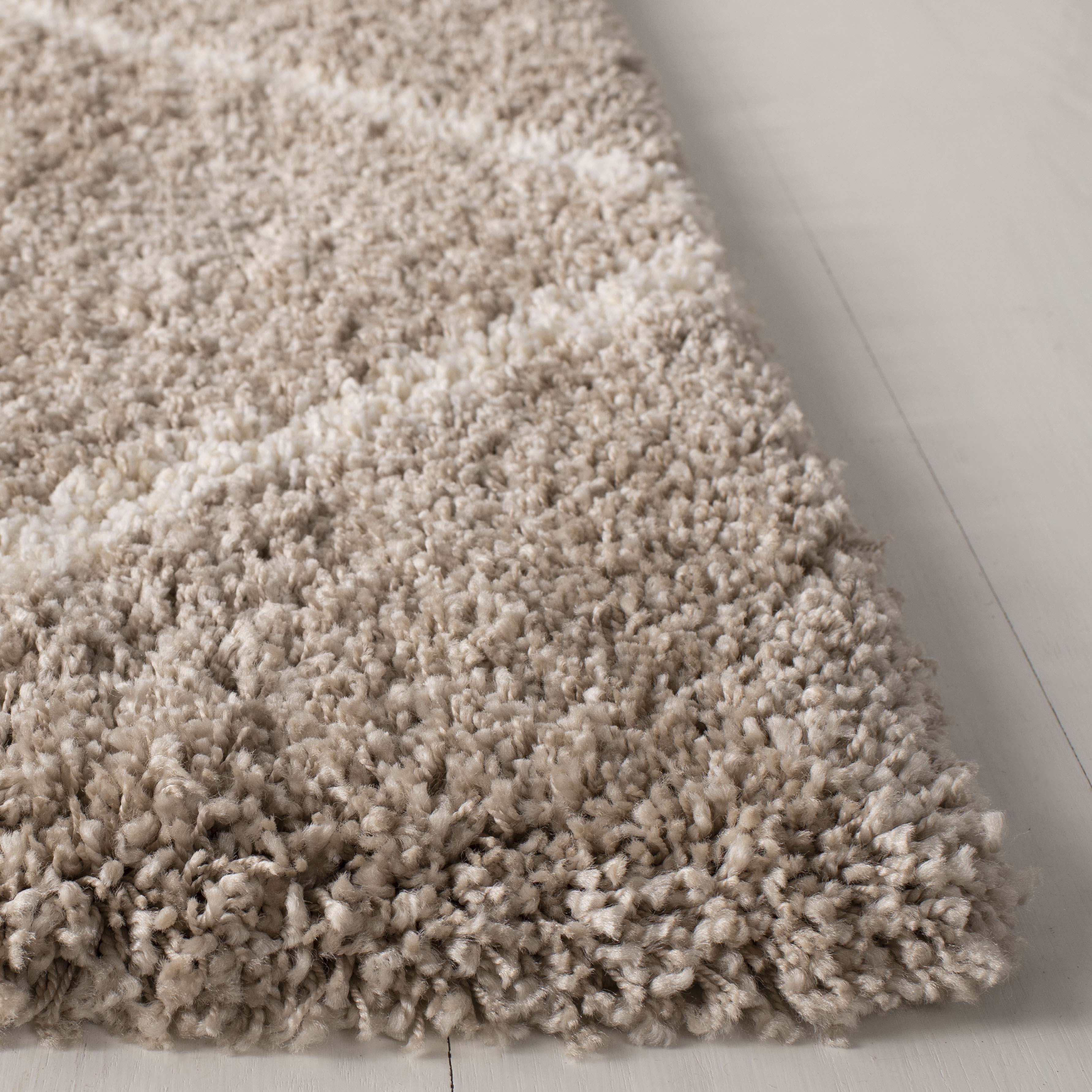 SAFAVIEH Hudson Amias Plush Geometric Shag Runner Rug, Beige/Ivory, 2'3" x 22'