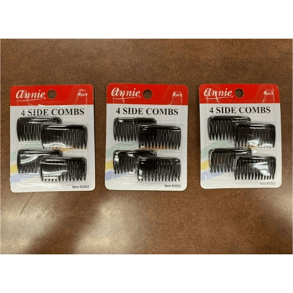 Annie Side Hair Comb Small Black (4pc) #3203