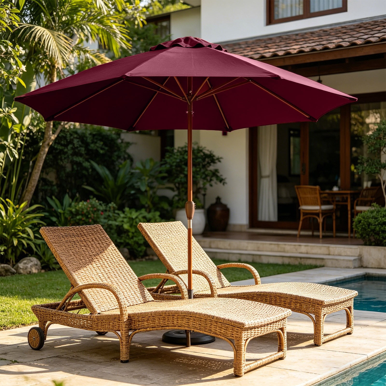 YiJuHui 9.84ft Patio Umbrella Replacement, Banana Umbrella Cover Waterproof UV Protection, Outdoor Sun Shade Fabric for Pool Backyard Garden, Weather Resistant Patio Canopy Top