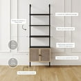 thumbnail image 3 of Nathan James Theo Modern Bookcase with Rattan Cabinet in Matte Black and Light Oak Finish with Matte Black Metal Frame for Living Room, Home Office Storage, 3 of 5