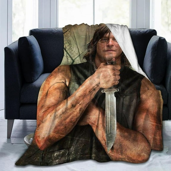 Norman Reedus Blanket Bedding Fleece Blanket Daryl Dixon Soft Throw Blankets Lightweight Anti-Static Blanket - 3 Sizes