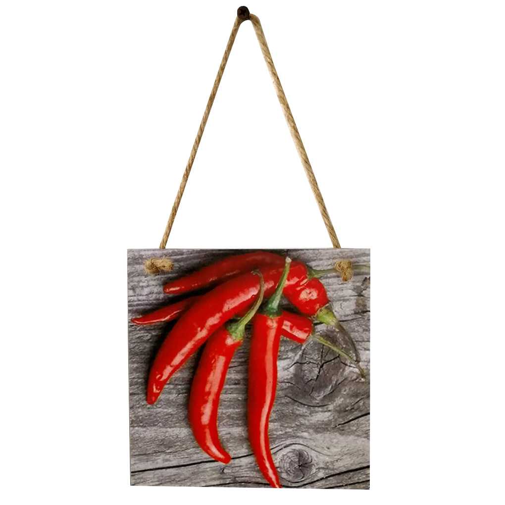 babydream1 Colorful Wooden Listed Sign Red Pepper Chilli Pattern Wall ...
