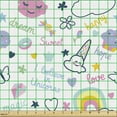thumbnail image 2 of Ambesonne Cartoon Fabric by the Yard Upholstery, Rainbow Clouds Happy Items, 5 Yards, Multicolor, 2 of 5