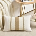 thumbnail image 5 of Fancy Homi Set of 2 Boho Neutral Lumbar Decorative Throw Pillow Cover 12x20 inch for Couch Bed Sofa Chair, Modern Organic Farmhouse Home Decor, Soft Cotton Cute Accent Tan Rectangle Cushion Case, 5 of 7