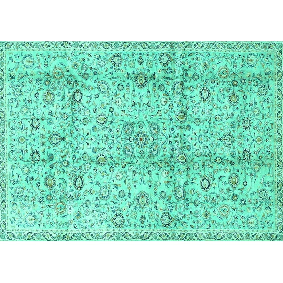 Ahgly Company Indoor Rectangle Persian Turquoise Blue Traditional Area Rugs, 3' x 5'
