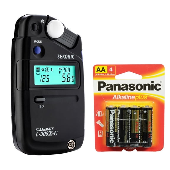 Sekonic L-308X-U Flashmate Digital Light Meter - Ultimate Versatility for Photography & Cinematography with Panasonic AA Batteries